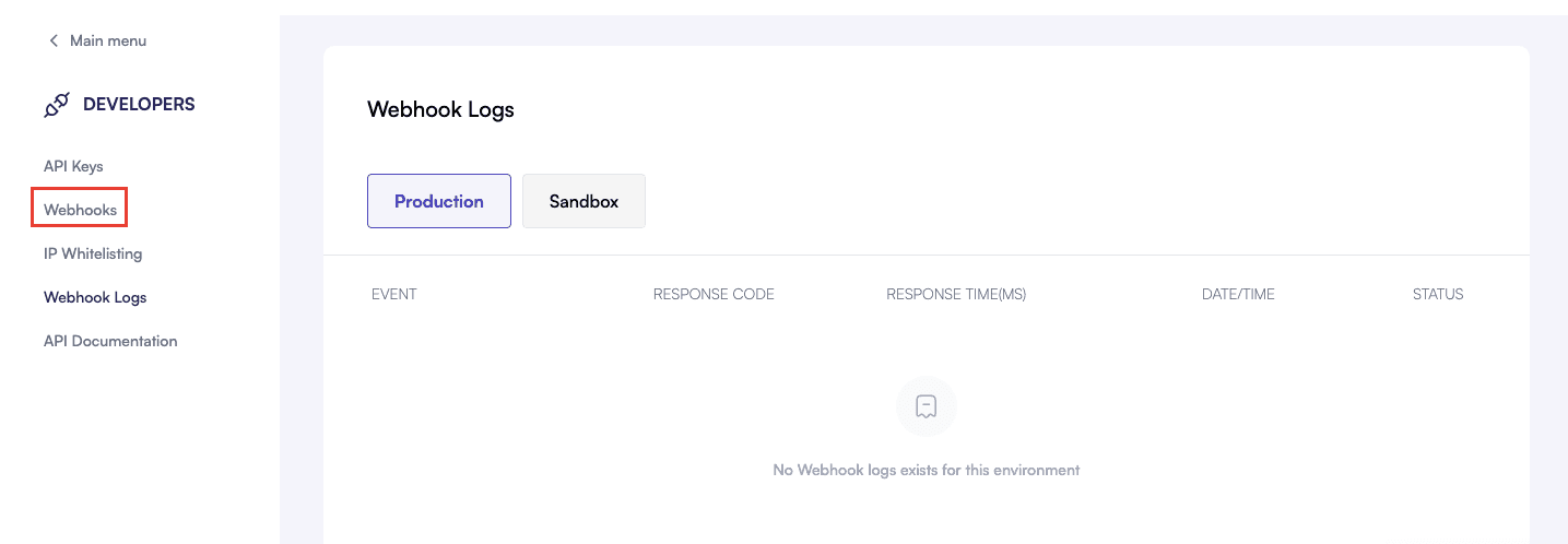 Navigate to Webhooks