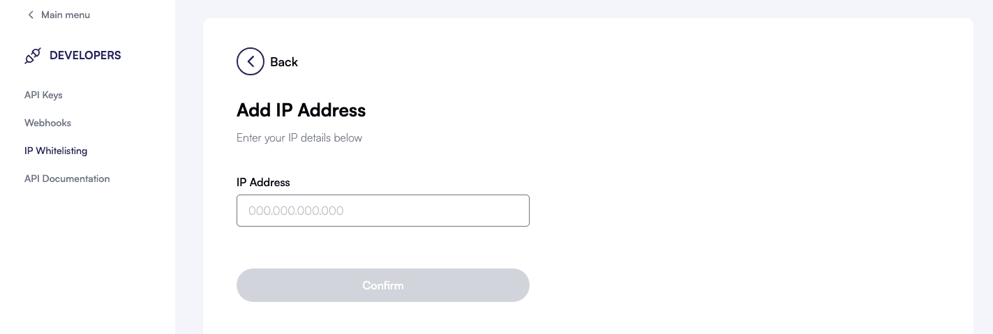 Enter ip address