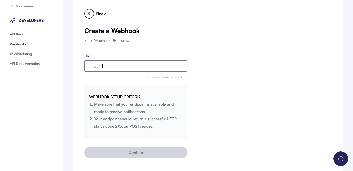 Enter Webhook URL