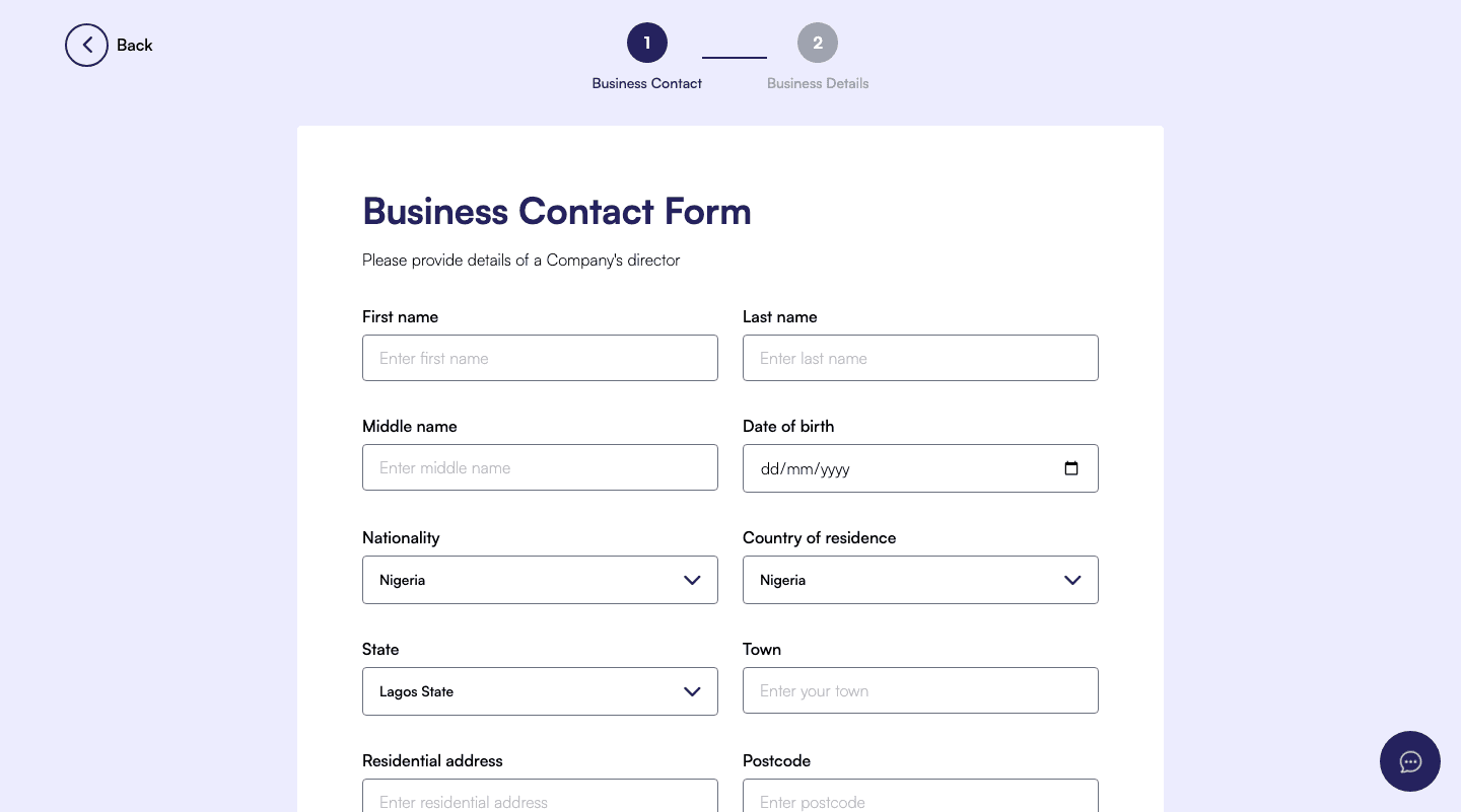 Business Contact Form